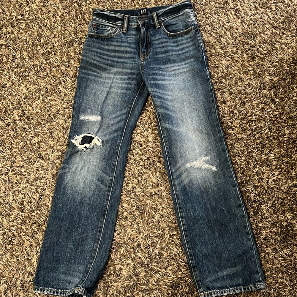 GAP Boys Size 12 Jeans Distressed Look; Adjustable Waist- Like New Condition